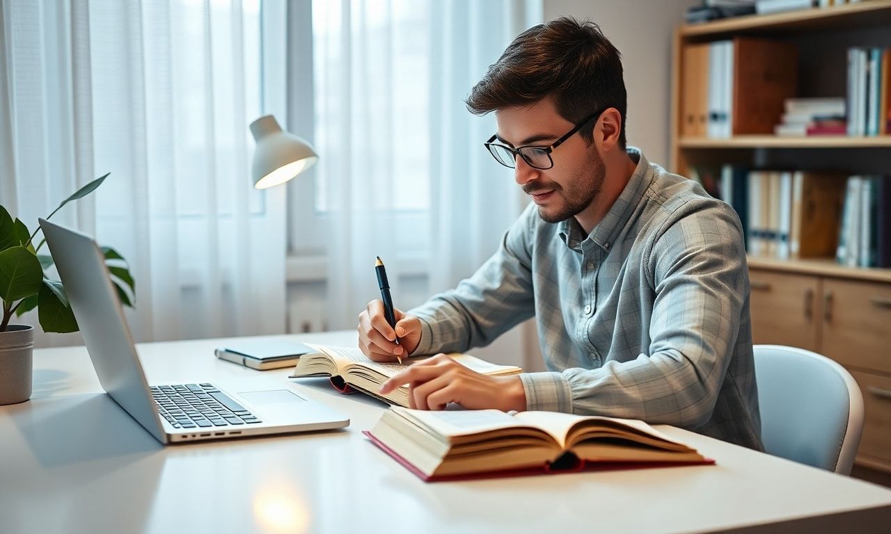 勉強机で試験対策をするイメージ