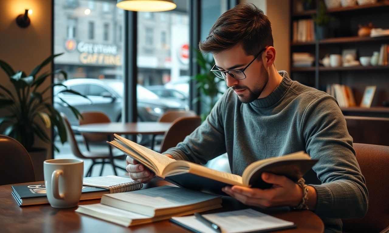 カフェで勉強するイメージ
