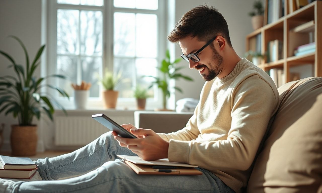 アプリとノートを併用して勉強する様子