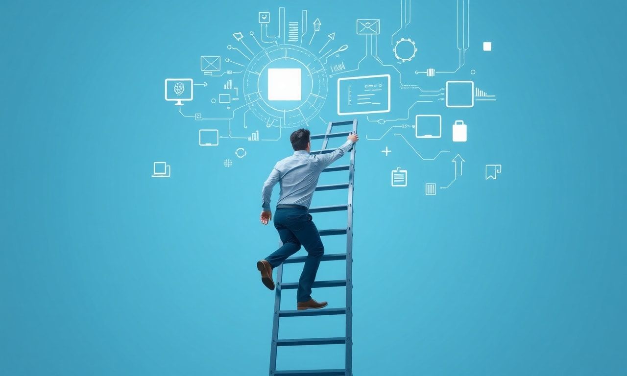 ITキャリアの階段を登るイメージ