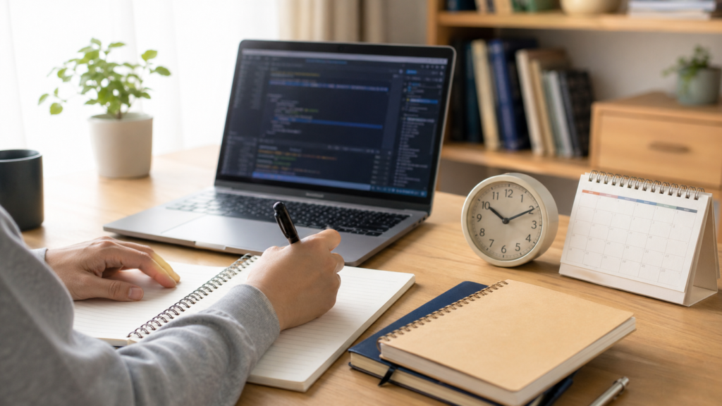 基本情報の勉強時間を計画する学習デスク