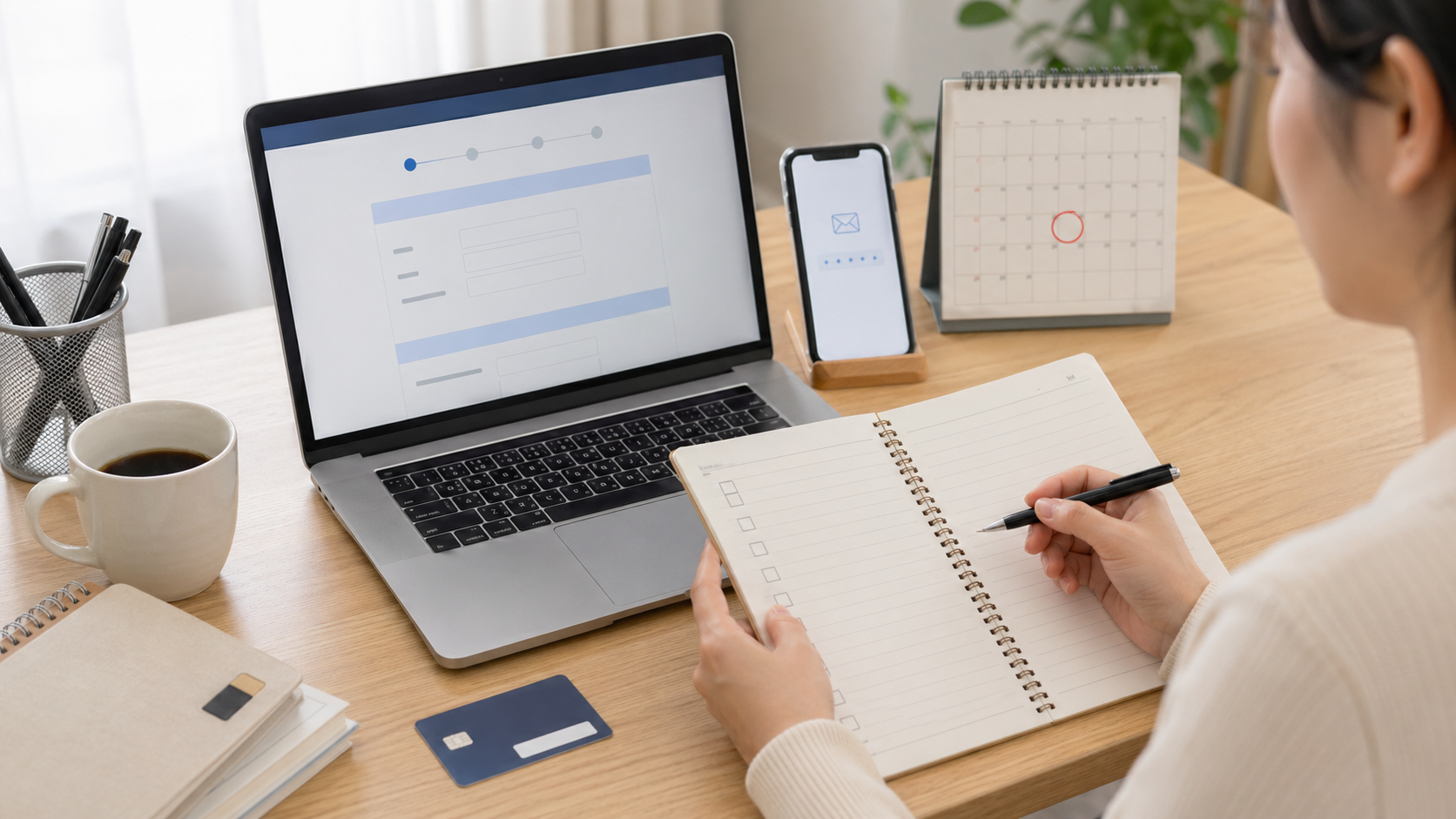 基本情報技術者試験の申込前にメール確認と日程をチェックする様子