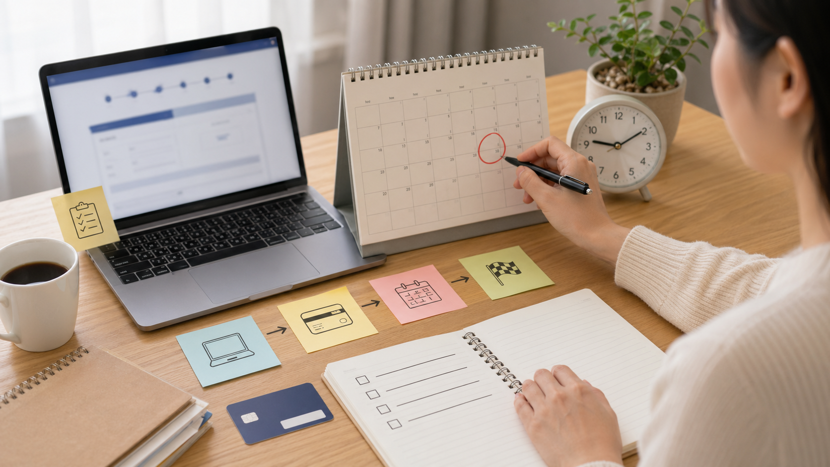 基本情報技術者試験の予約変更期限と支払いをカレンダーで確認する様子