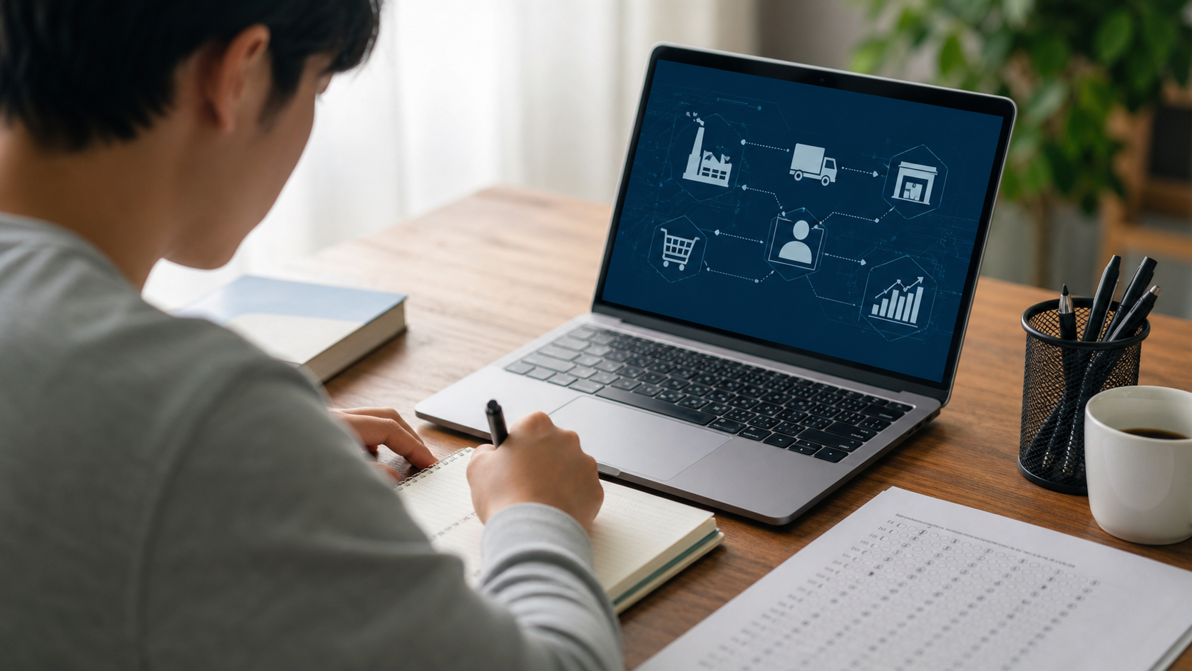 ERP・CRM・SCMの問題文を解く学習イメージ