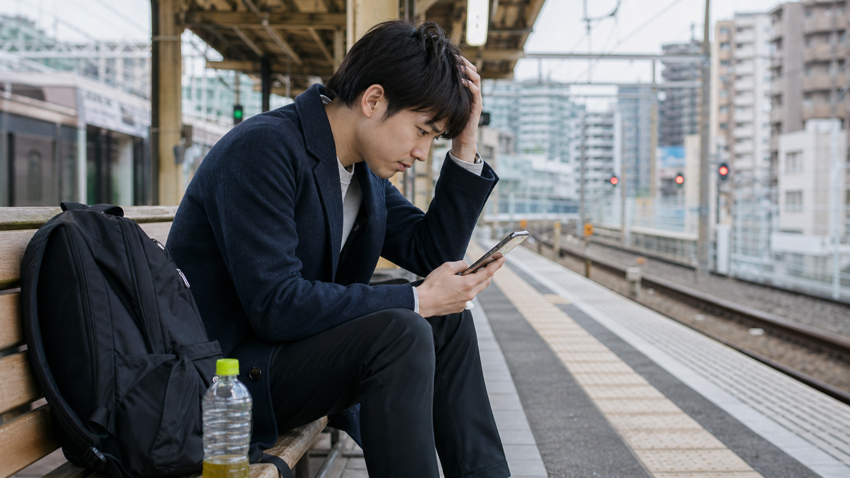 電車遅延時に基本情報技術者試験会場までの経路を確認する受験者