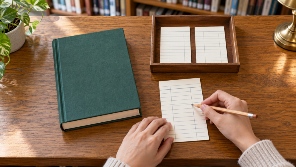 図書カードと貸出記録を照合する学習用イメージ