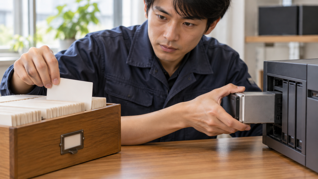 記録を残してから記憶装置へ反映する順序の学習イメージ