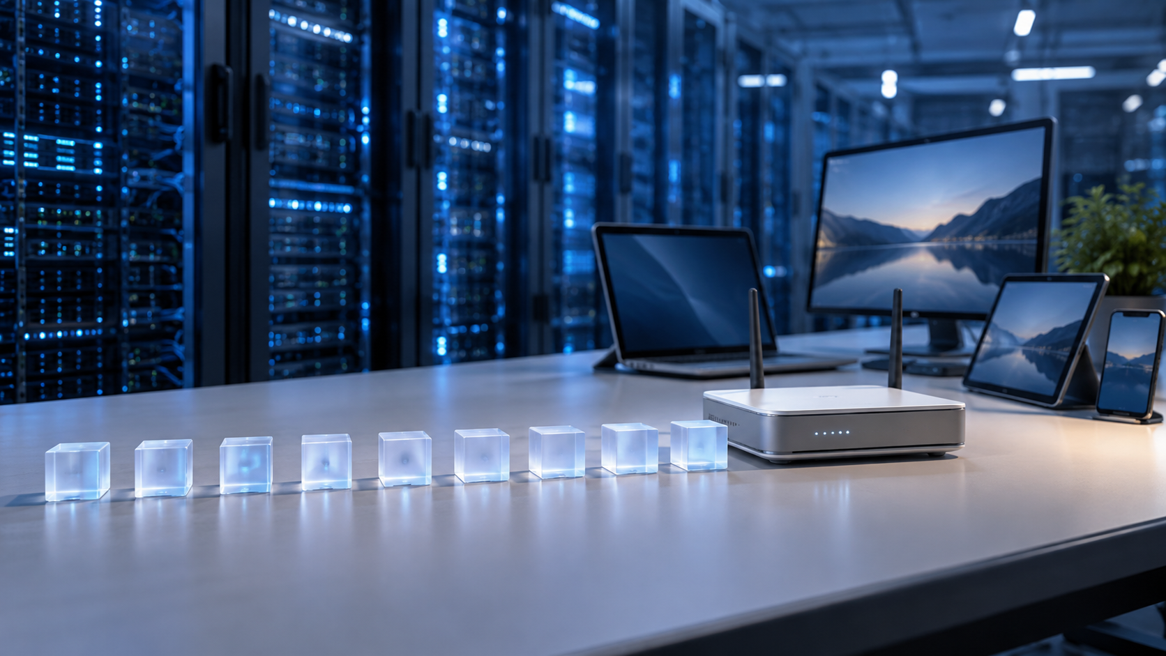 8個のモジュールとネットワーク機器を組み合わせたIPv6学習のイメージ