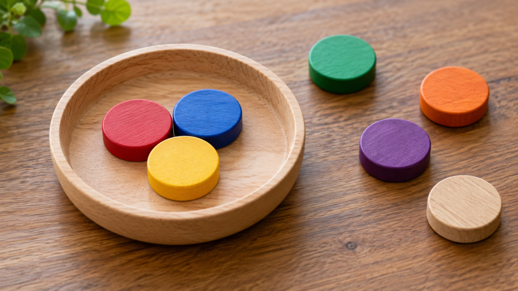 異なる色のトークンから一組を選ぶ様子のイメージ