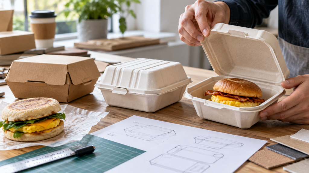 持ち運びを考えた朝食用容器と包装の試作品